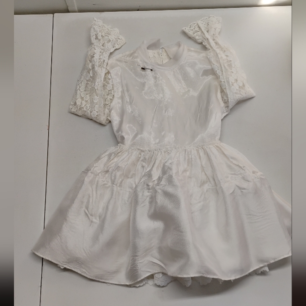 Laced Vintage Toddler Dress Sz 20" Chest Fit n Flare White Lined - Picture 12 of 16
